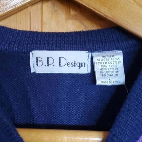 B.P. Design Sz L Blue Embellished & Embroidered Holiday Full Zip Tassel Cardigan - Picture 4 of 12